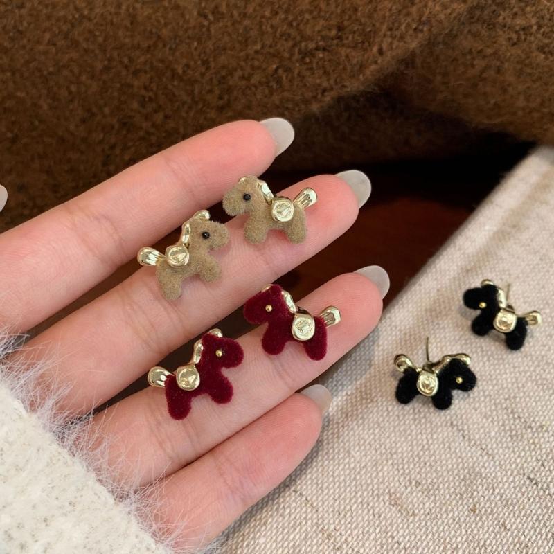 Unique Horse Shaped Flocking Earrings For Women Fashion Jewelry Comfortable Wear Accessories Stylish Gift Present