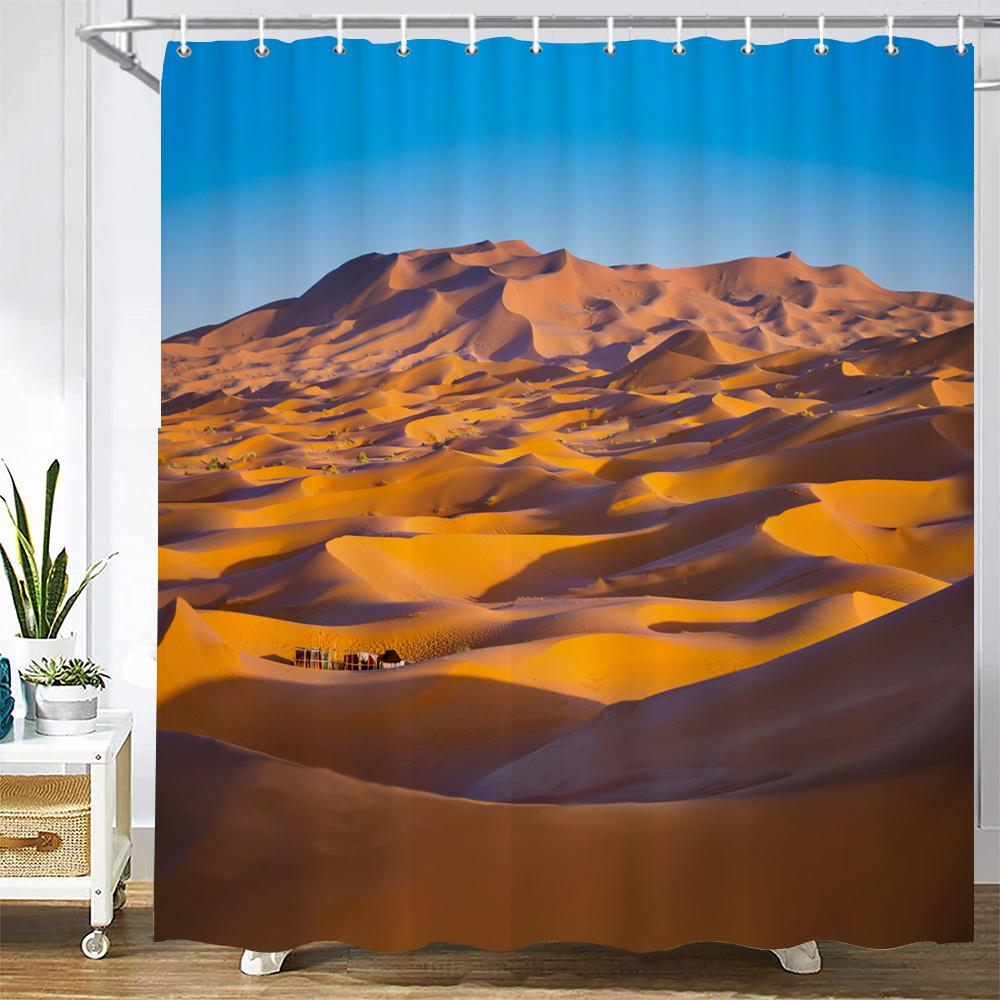200x180cm Bathroom Waterproof Shower Curtain Natural landscape Desert Scenery Printing Polyester Home Decor Curtain With Hook