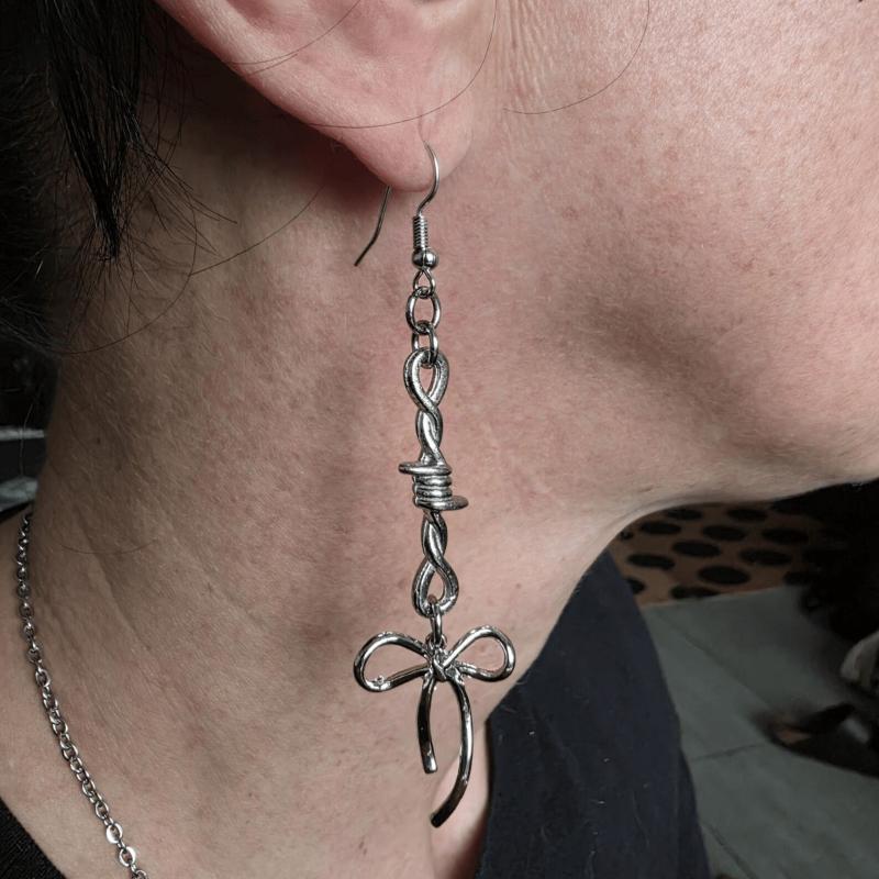 Goth Punk Style Moon Sword Long Earrings For Women Vintage Jewelry Gift Accessories