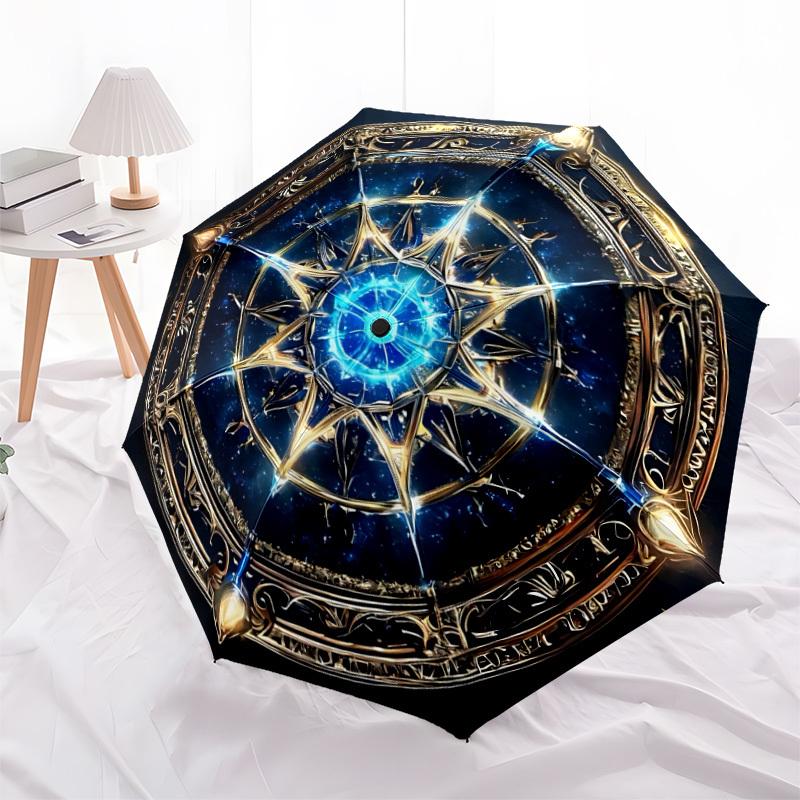1pc Cosmic Portal Automatic Folding Umbrella with 8 Bones, 3-Fold Compact Umbrella, Compact Design On-the-Go Essential, casual outdoor acces