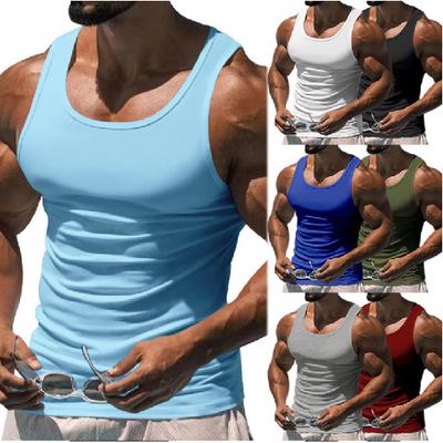 Men's Summer Fitness Fitness Training Tank Top Man Solid Color Sports Thin Sleeveless Sweatwicking Racerback Tank Top