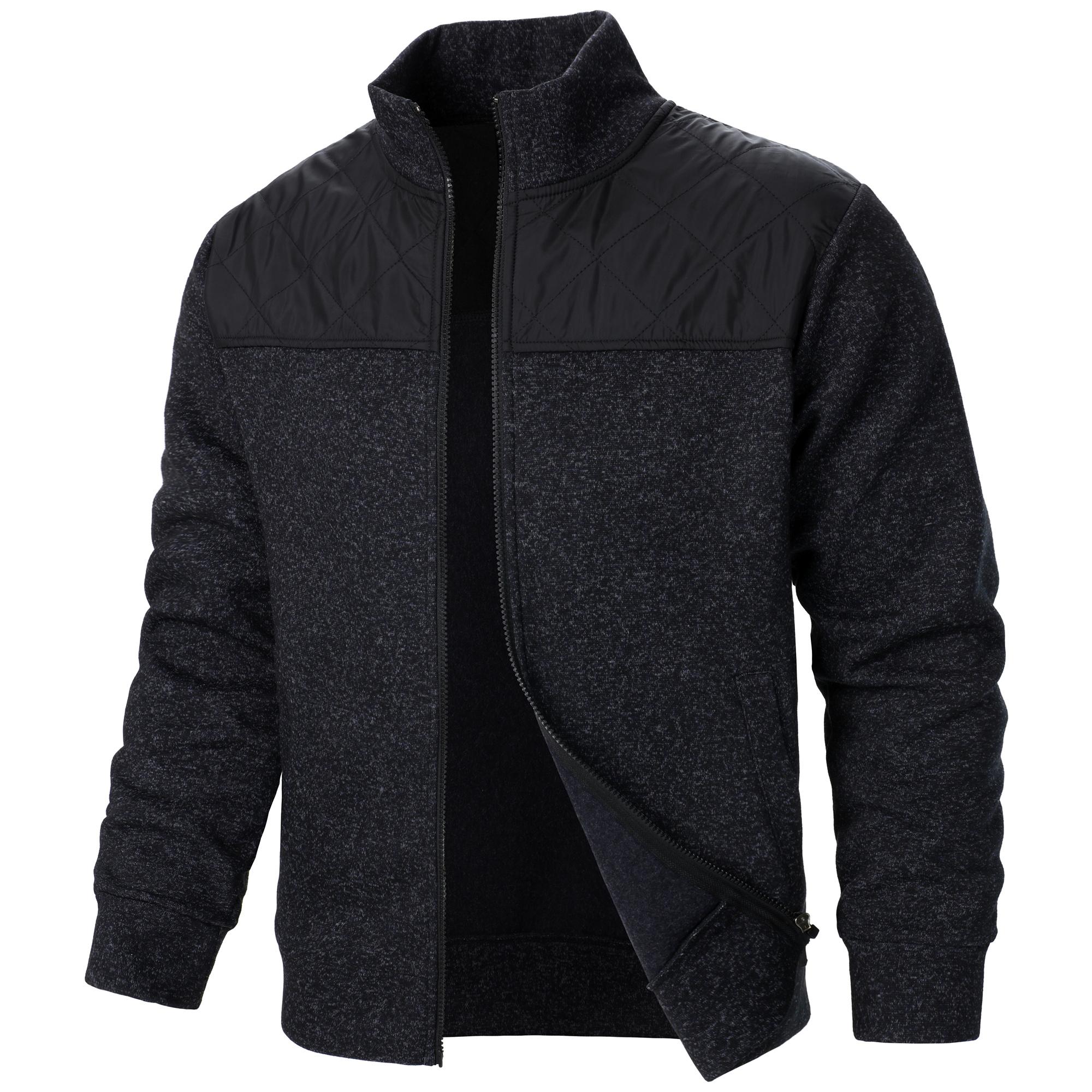 

Autum Winter Men s Sweaters Stand-up Collar Striped Check Zipper Sweater Coat with Color XXXL чорний