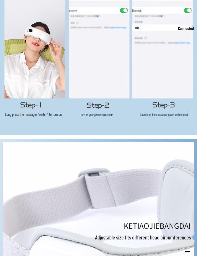 Portable Bluetooth Eye Massager with Air Pressure, Heat, and Vibration