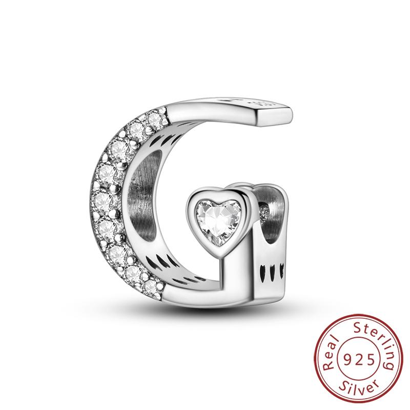 New 925 Silver Charm Beads 26 Letter Alphabet A-Z Charm Fit Original Charms Bracelet DIY Birthday Jewelry Gift Making