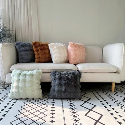 Soft Cotton Plush Cushions, Rabbit Fur Sofa Cushions, Bubble Plush Cushions