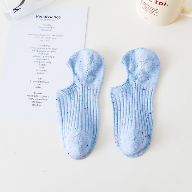 Female Summer Thin Color Point Yarn Invisible Shallow Mouth Does Not Fall with The Boat Socks