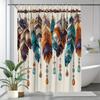 Luxury Boho Feather Shower Curtain Waterproof Polyester Bathroom Decor Tropical Style Coastal Bohemian Curtains Curtain Liners