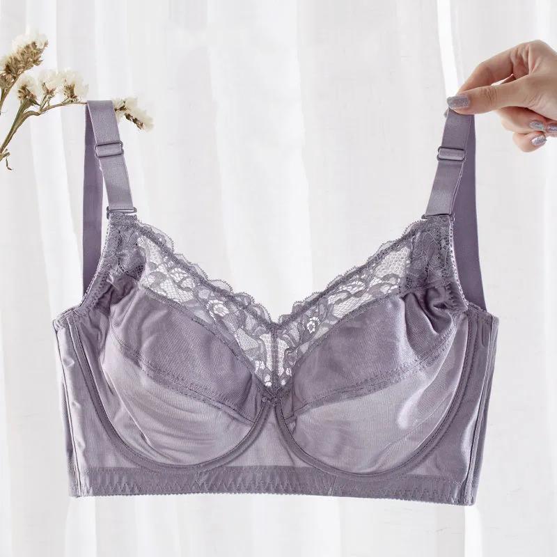 Underwear Women's Full Cup with Steel Ring on The Support To Prevent Sagging Large Size Chest Small Summer Ultra-thin Bra