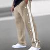 Herbst Hängend Farbblock Herren Freizeithose Neu Locker Jacquard Knopf Weitbeinige Hose
