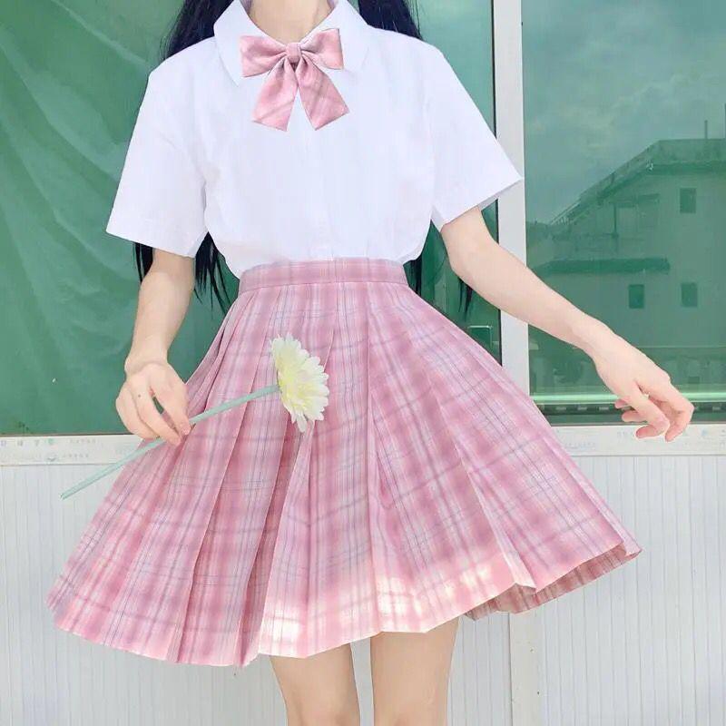 Ash Women's Academy Style Sailor Suit: Short Sleeve JK Student Uniform with Genuine Pleated Short Skirt
