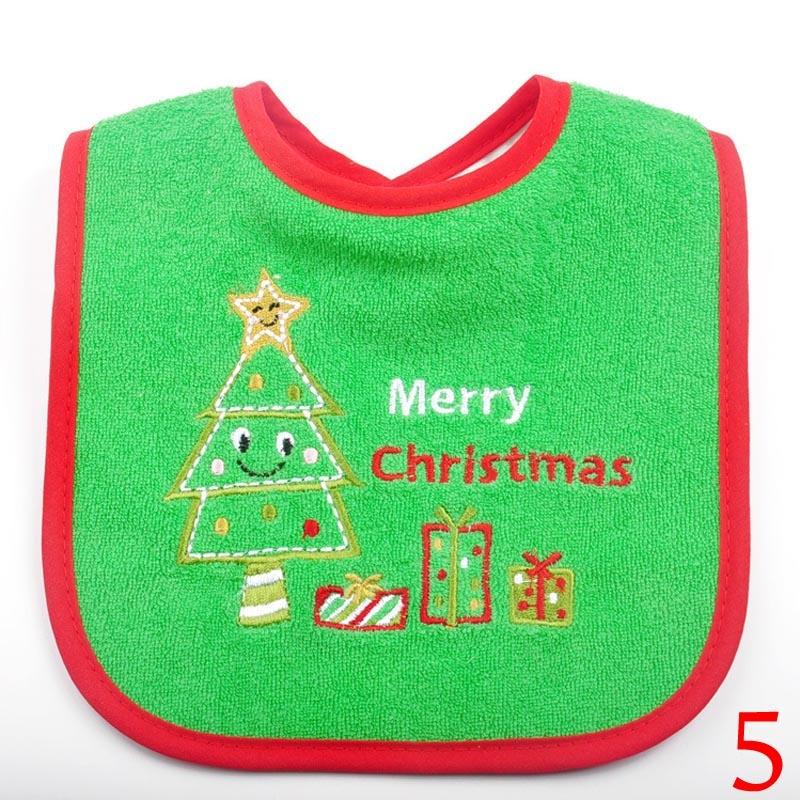 1 Stück Baby Weihnachts Lätzchen Xmas Abendessen Lätzchen Cartoon Weihnachtsmann Bestickt Speicheltuch