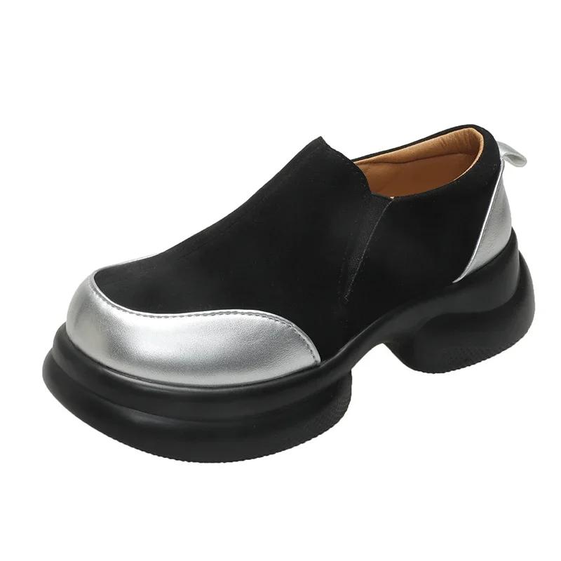 

Fashion Female Shoes 2025 Hot Sale Loafers Classics Office Pumps High Heels Women Round Toe Med Heel Slip on Sewing Shoes for Women 35 серебряный