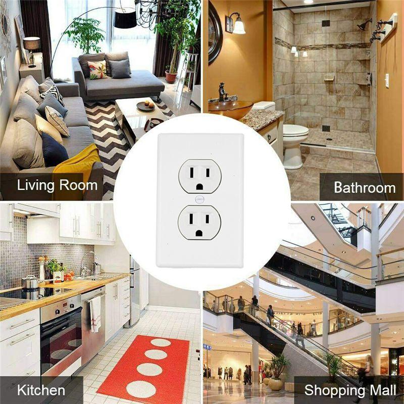 Smart Wall Outlet Cover Socket Plate With Automatic Led Night Light Sensor Function