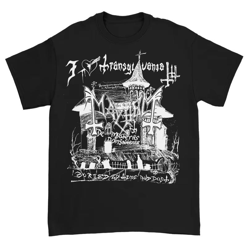 New Unisex T-Shirt Cotton Short Sleeve Black Metal Rock Dark Wind Red Vintage Punk Street Crew Neck T-Shirt Short Sleeve Top