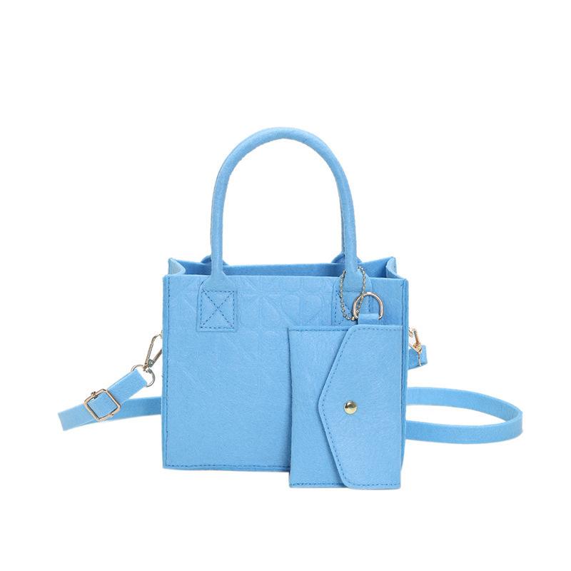 Korean Version Of The Simple Indentation Felt Lghtweight Handbag 2024 New Shoulder Diagonal Cross Two Sets Of Bags