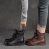Autumn and Winter New Retro Boots Fleece Thickened Cotton Boots Soft Sole Soft Surface Casual Short Boots Side Zipper