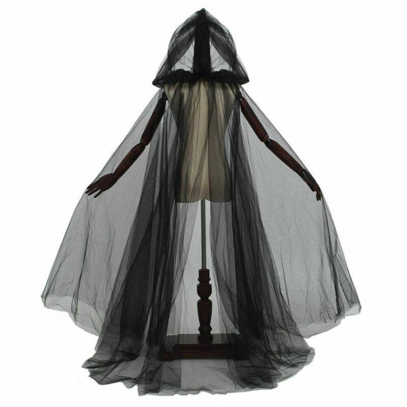 Black Bridal Shawl Witch Vampire Cosplay Cloak Halloween Double Cloak Game Party Costume Props Holiday Dress Up