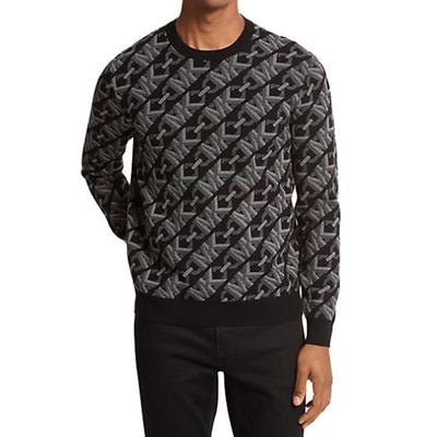 FW23 Empire Signature Logo Jacquard Merinowol Trui Herentrui Zwart CH360AJ2LY-0001