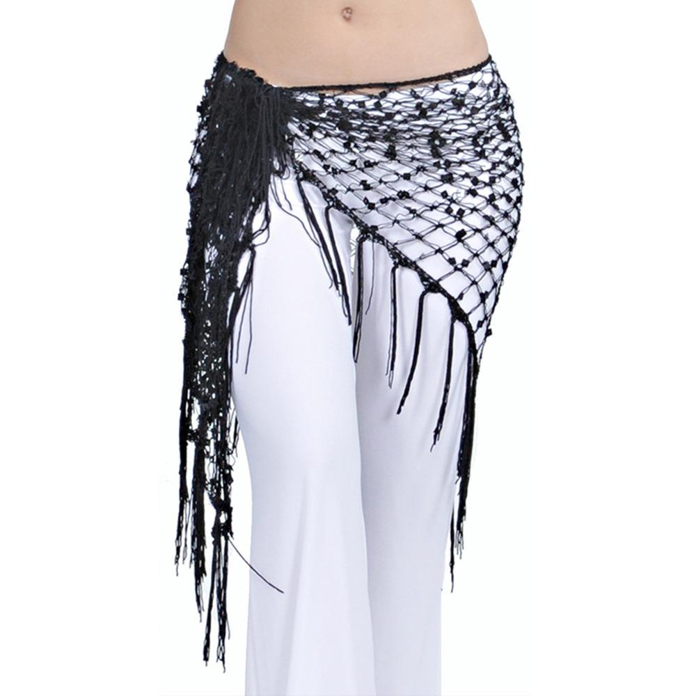 Fashion Tassel Belly Dance Hip Scarf Sequins Bohemian Waist Chain Crochet Dancer Skirt Show Costumes
