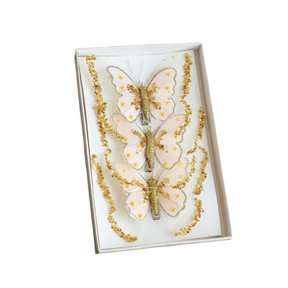 Simulation Butterfly Christmas Glitter Butterfly Ornament Party Supplies