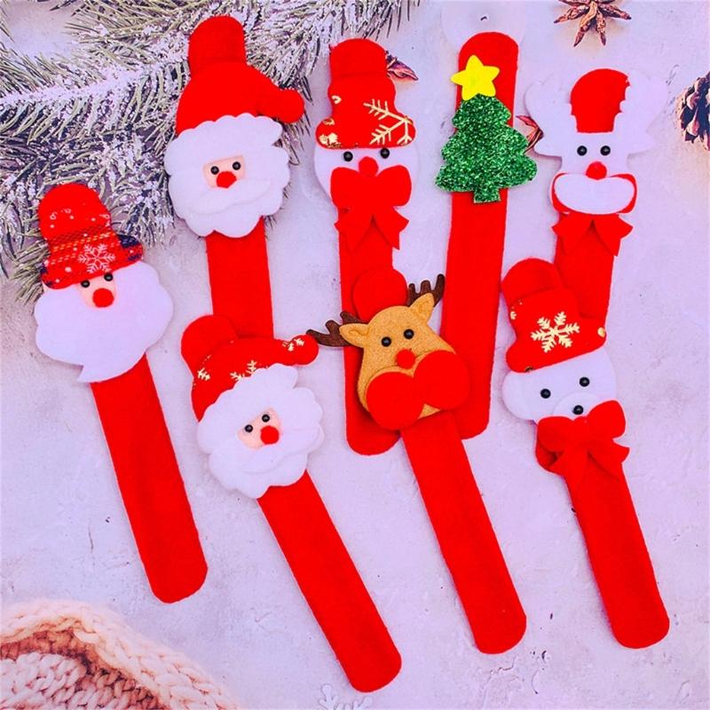 Christmas Decorations Clap Circle Cute Elk Snowman Decor Nativity For Kids Slap Wrist Slap Christmas Gifts Bracelet