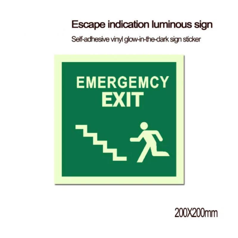 1 Sheet Glow-In-The-Dark Safety Exit Emergency Passage Sign Label Sticker Luminous Escape Direction Guide Sign Stickers