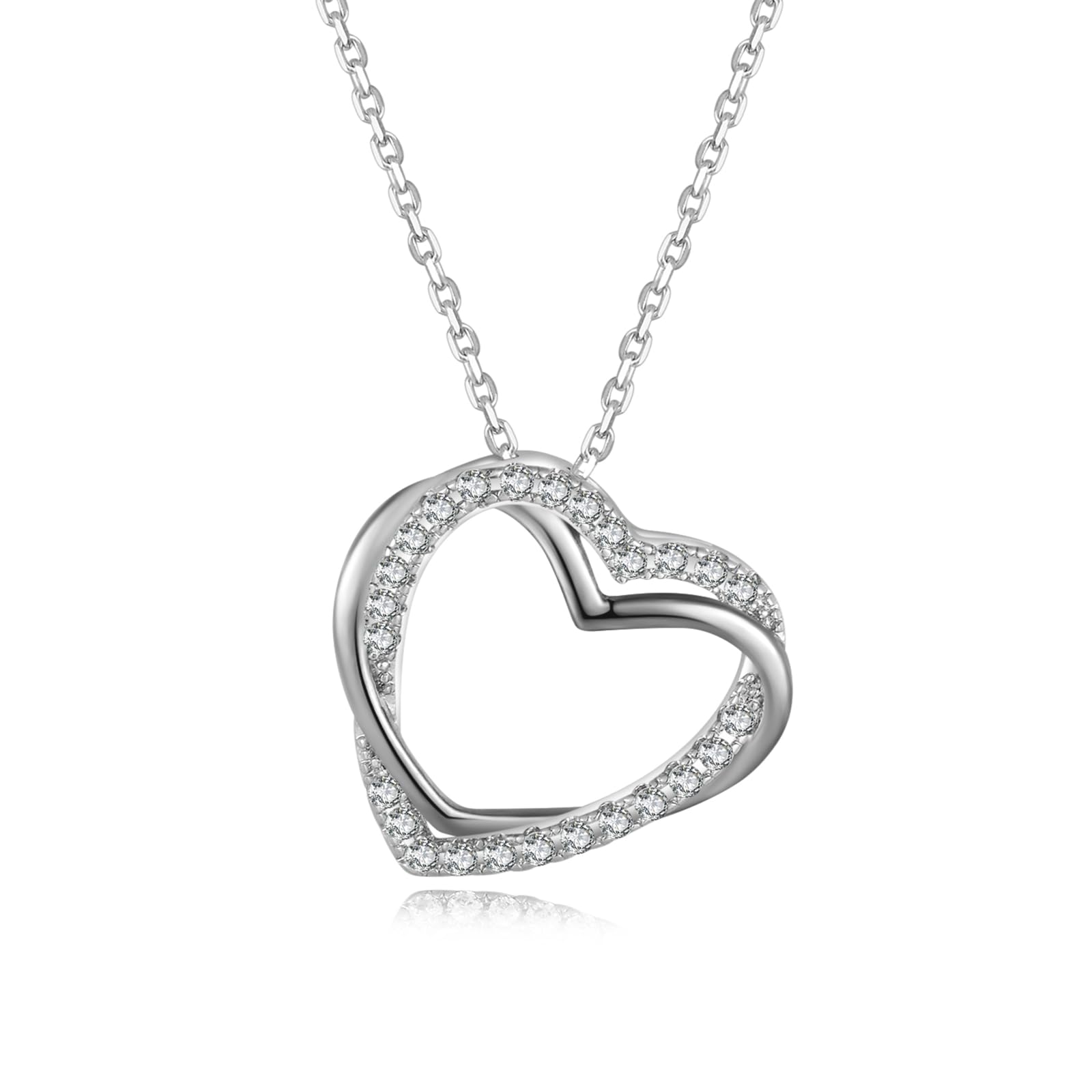 

Heart Necklace for 5A 925 Express Your Jewelry for Popular Gift for Christmas and Day [immobird] Women, Zirconia, Silver, Hypoallergenic, Pendant,