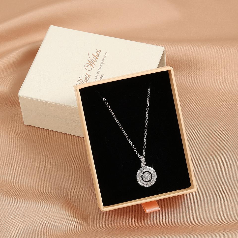 ZAKOL Simple Geometric Crystal White Zircon Pendant Necklace For Women copper-Color Wedding Party Zircon Gift With Box