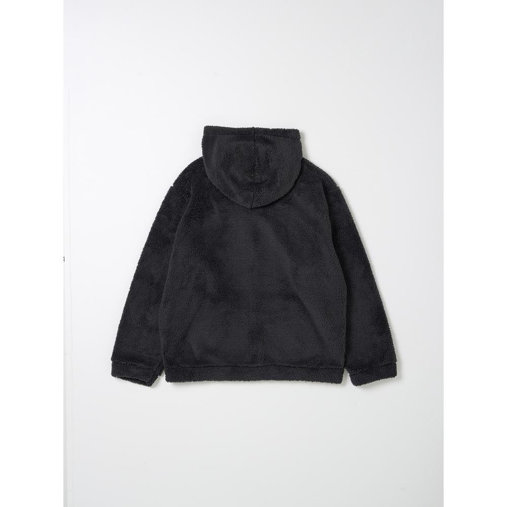 Daiso [common] FLuffy Long SLeeve FLeece Hoodie Zip Up L bLack Gray