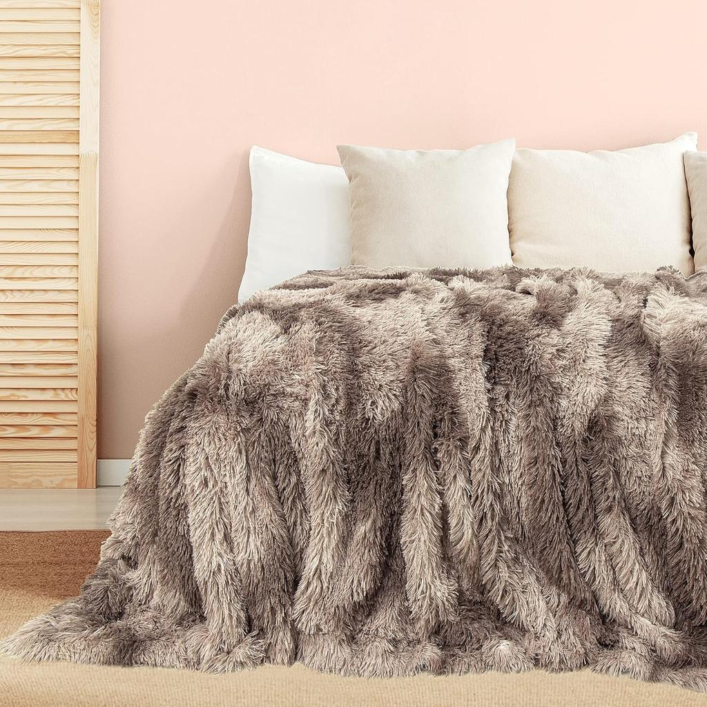 Decorative Extra Soft Fuzzy Faux Throw Blanket Reversible Long Hair Shaggy,Fluffy Cozy Plush Comfy Microfiber Fleece Blankets for Couch Sofa Bedroom