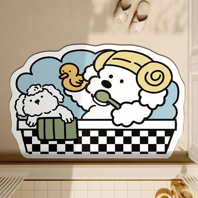Bathroom Floor Mat Cartoon Dirty-resistant Non-slip Anti-fall Floor Mat Bathroom Door Diatom Mud Water Absorption Quick-drying Foot Mat