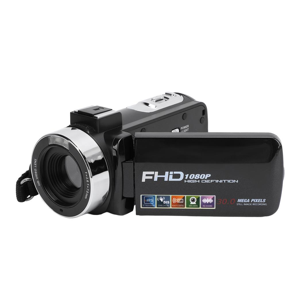Video Camera 3 Inch Color IPS Rotation Screen 1080P 30FPS 30MP 18X Digital Zoom Remote Control Camcorder for Wedding