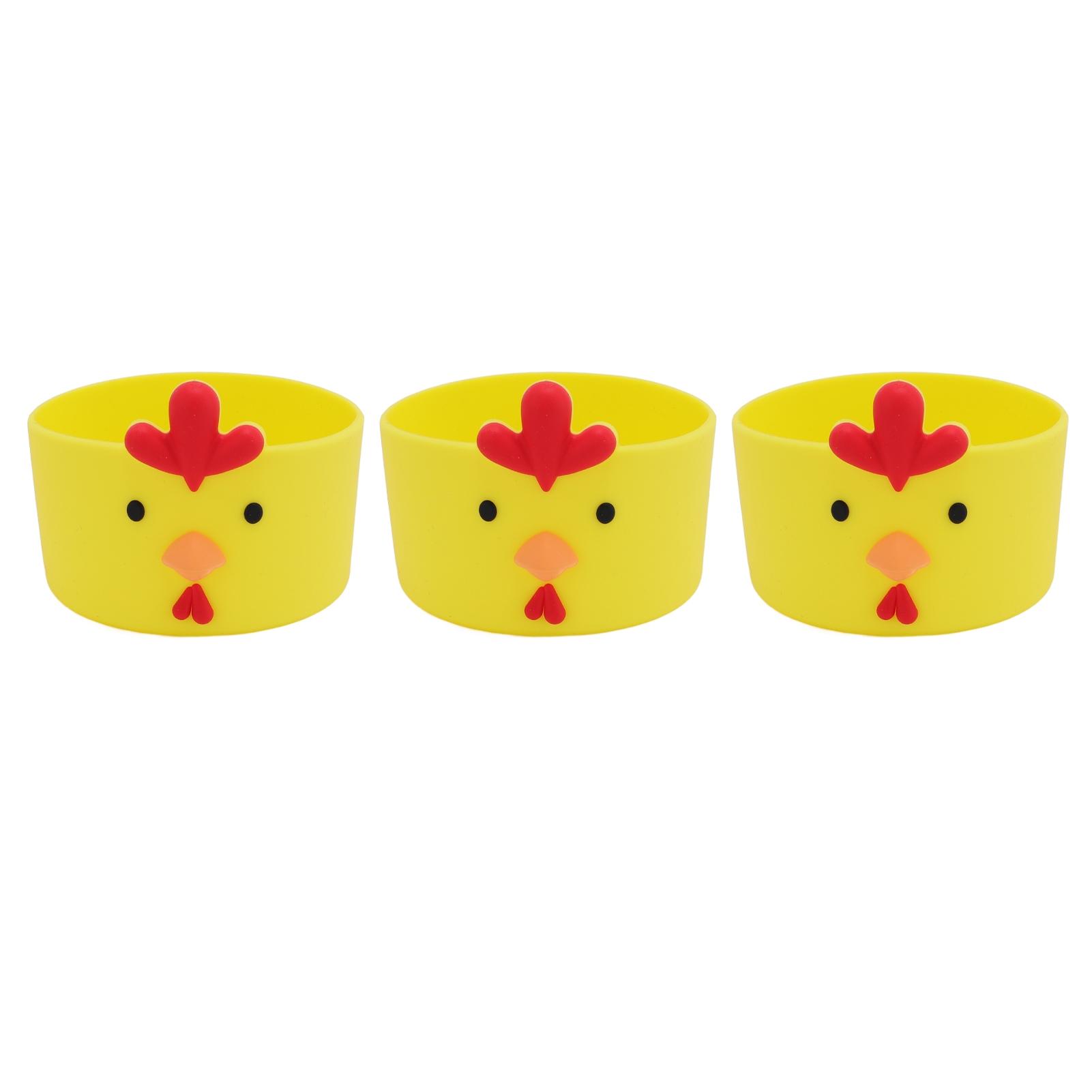3pcs Silicone Boot Anti Slip Protective Sleeve Cartoon Chicken Water Bottle Bottom Sleeve for Bottles and Cups жёлтый