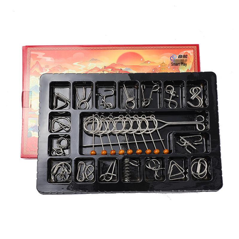 Nine-Piece Interlocking IQ Puzzle Set - Luban and Kongming Locks for Children's Education