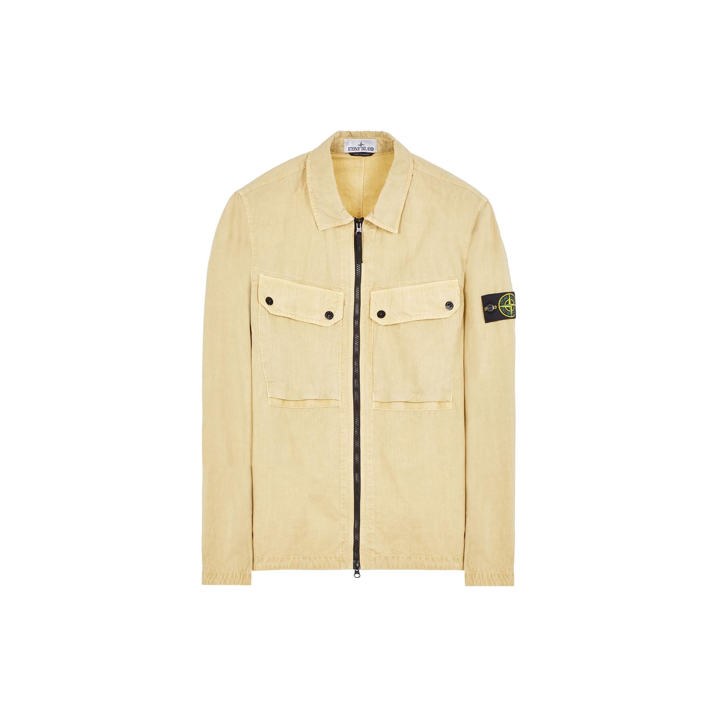

Stone Island FW23 Organic Cotton Solid Color Logo Washed Vintage Double Pocket Collar Long Sleeve Jacket Shirt Unisex Jacket Beige 7915102WN-V2035 L