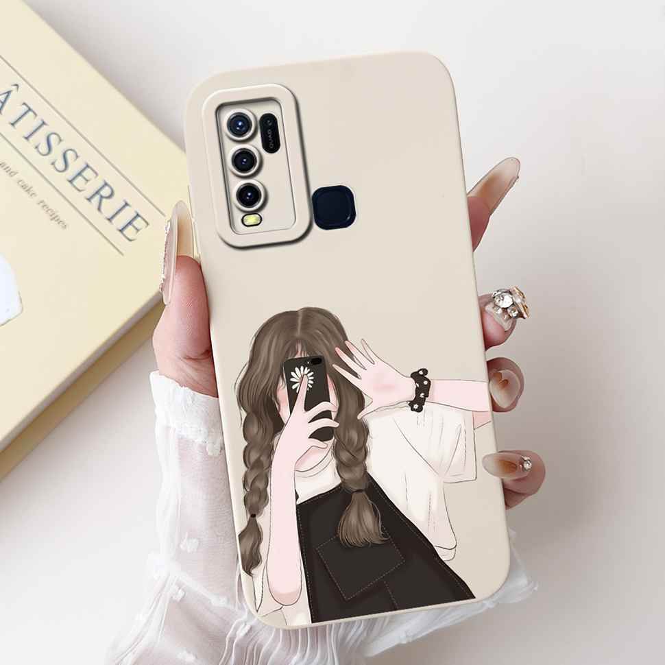 For vivo Y50 2020 1935 6.53" Case Cherry Girl Soft Silicone Cover Cartoon Rabbit For Vivo y50 VIVO Y50 V1965A Phone Cases Bumper