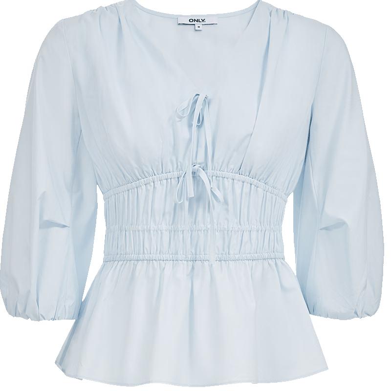 ONLY Women s Bowknot V-Neck 3/4 Sleeve Lace Blouse