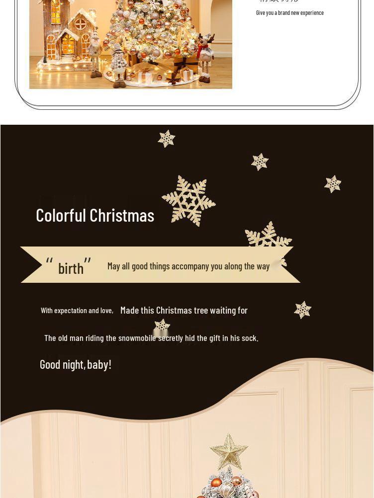 Skandinaviško stiliaus aukštos klasės balto sniego Kalėdų eglutės dekoracijų rinkinys (1.5/1.8/2.1m)