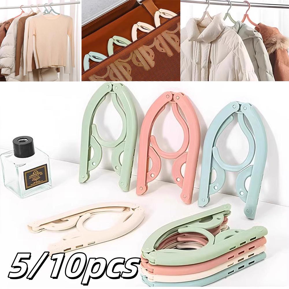 5/10 pezzi Grucce da Viaggio Pieghevoli Portatili Colore Casuale Plastica Antiscivolo Stendino Salvaspazio Casa Per Abito Pantaloni Completo