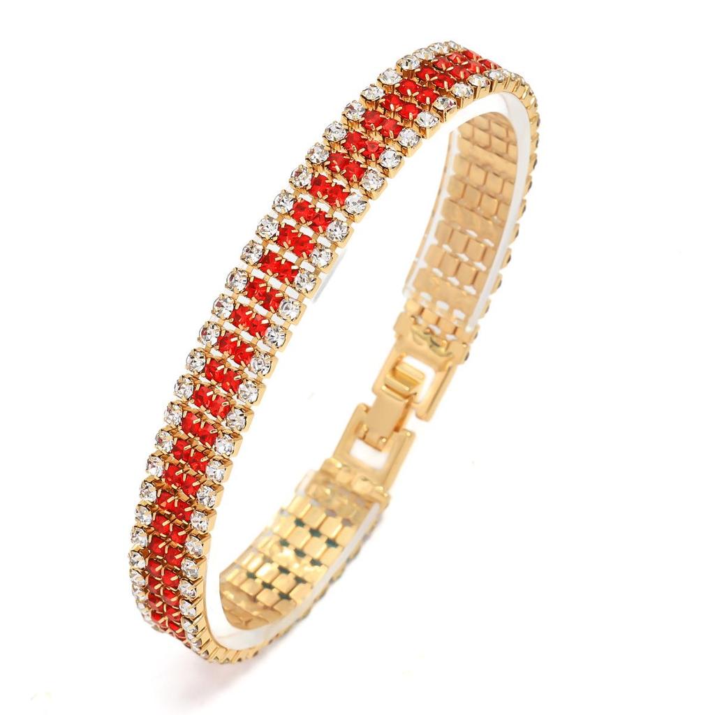European & American Luxury Shimmering Roman Crystal Bracelet - Women's Full Diamond Claw Chain