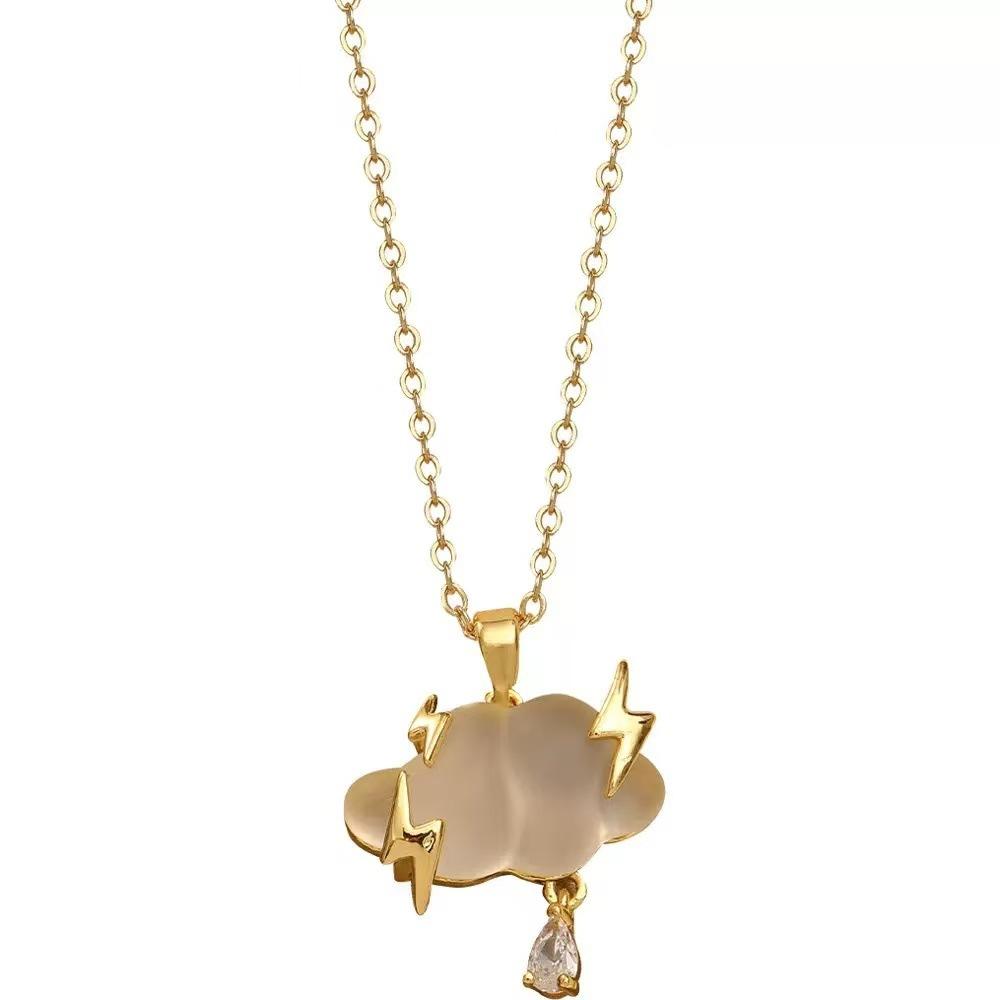 JMXD Lightning Cloud Necklace Creative Design Dainty Clavicle Chain Micro Inlay Crystal Pendant Trendy Aesthetic Jewelry for Women