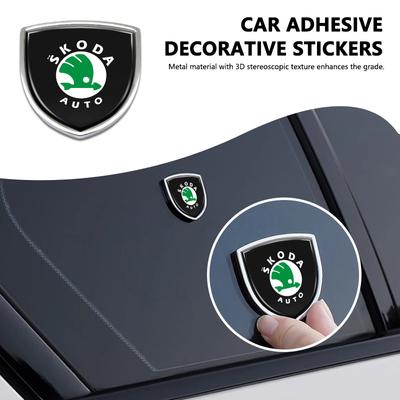 For Car Metal Sticker Auto Rear Trunk Shield Emblem Badge Sticker Accessories Octavia Superb RAPID FABIA KAMIQ KAROQ
