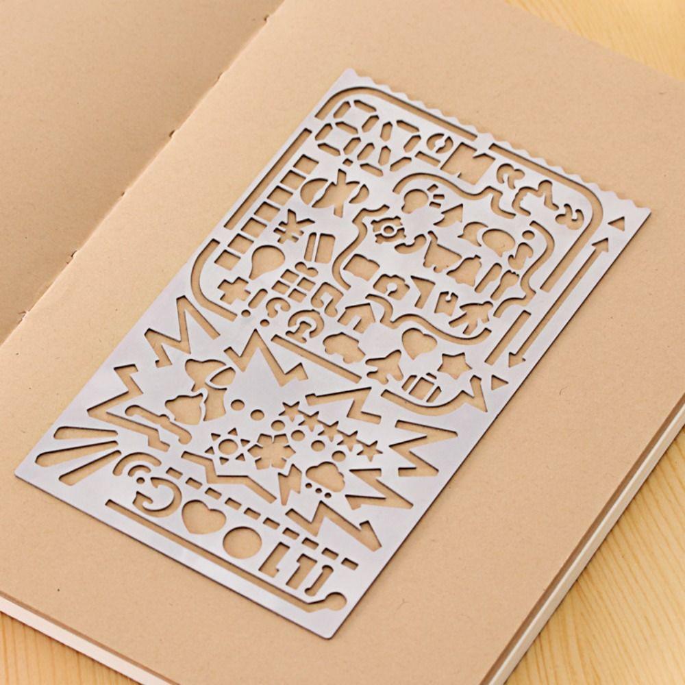 Règle Gabarit en Acier Inoxydable Règle à Dessin Double Face Nouvelle Règle Marque-Page Outil pour Carnet Journal