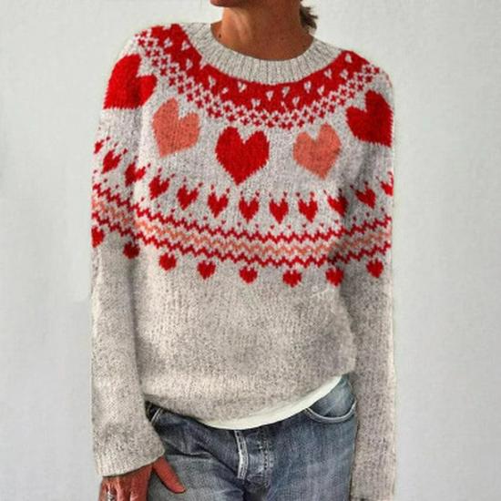 Europäischer & Amerikanischer Damen Lockerer Farbblock Rundhals Mode Pullover