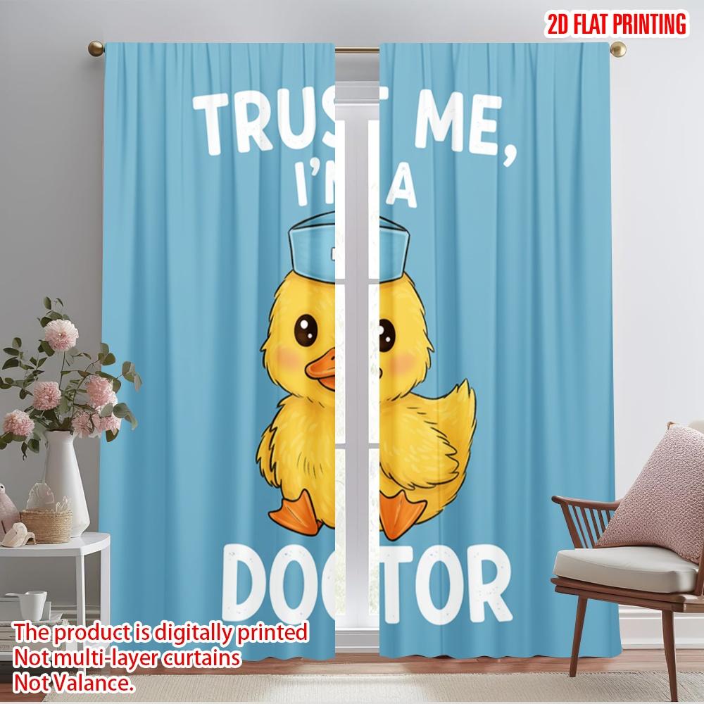 

2pcs 2D flat printing Window Curtains Trust Me Doctor Duck Polyester Without Electricity Birthday Party Perfect for Home & Party 52.50×116.00 CM 2pcs