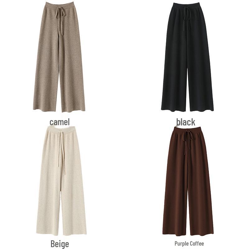 2024 Autumn/Winter Women's 100% Pure Cashmere Wide-Leg Knitted Pants