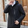 Spring and Autumn Coat Men's Jacket Hooded Casual Clothes Men's Velvet Middle-aged and Young Men's Trench Coat Medium and Long