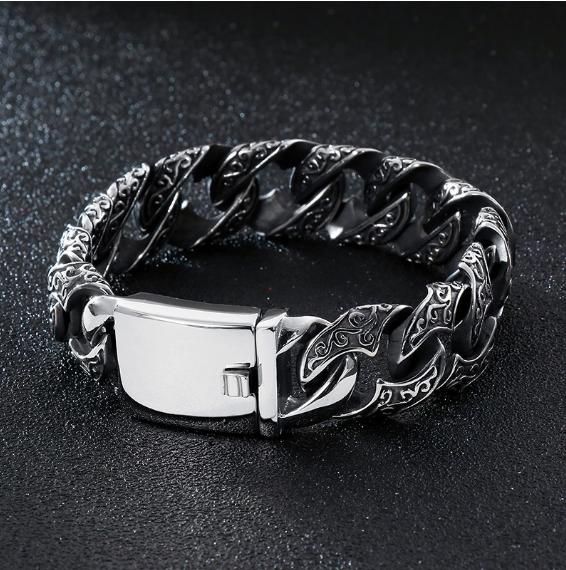 Modisches Totem Retro Armband 18K Vergoldeter Edelstahl Anhänger Geometrische Cubanische Kettenglieder Armband Unisex Geschenk Schmuck