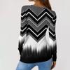 T-shirt da donna slim fit alla moda casual con stampa sfumata, girocollo, pullover a maniche lunghe