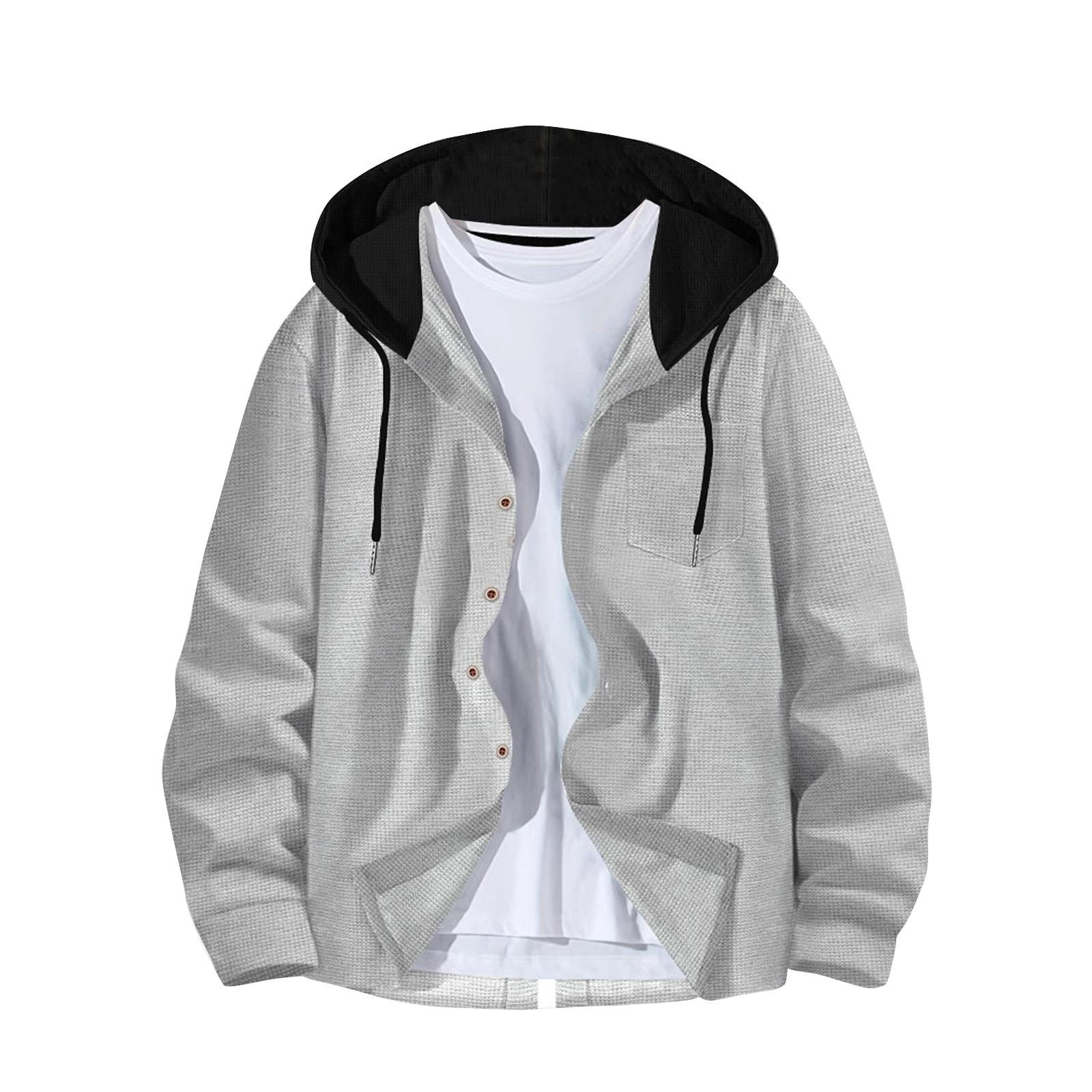 

Мужская модная повседневная куртка-кардиган с цветными блоками и пряжкой на капюшоне XL